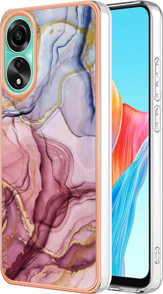 Custodia per Oppo A78 4G, custodia in silicone TPU a fantasia, paraurti antiurto oro rosa