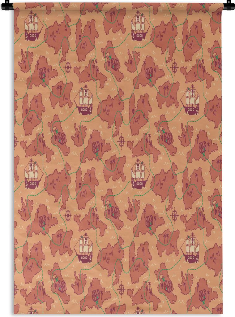 MuchoWow Wandteppich Wandbehang Pirat - Karte - Schnittmuster - Kinder 120x180 cm Tapisserie Dekoration Wandtuch - Schlafzimmer - Dekorationen f...