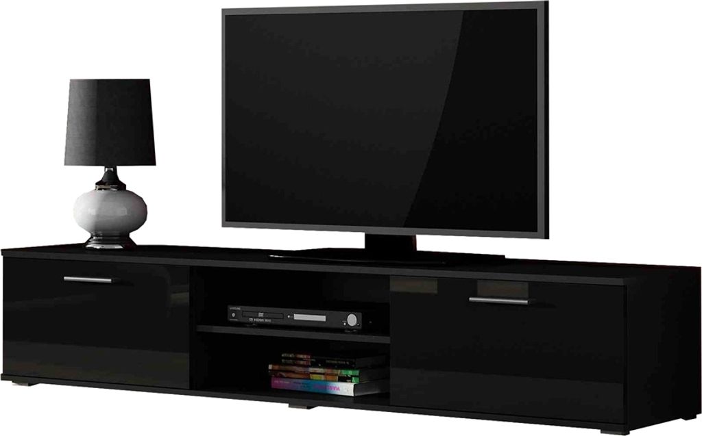 TV-Lowboard Fernsehtisch TV - Schrank mit zwei Türen 180 SOHO SH3D schwarz hochglanz180 x 37 x 43cm