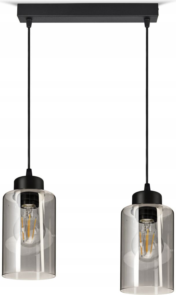 Luxolar Led Pendelleuchte - Hängelampe 2 flammig schwarz E27 60W - Deckenleuchte wohnzimmer, Schwarz Glas