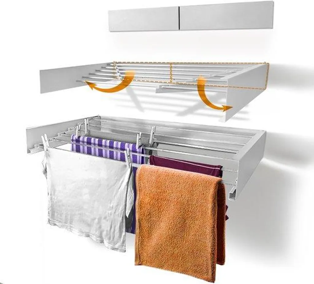 Sèche-linge mural pour balcon et salle de bain 100x50cm extensible - 3