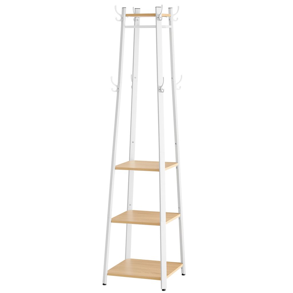 VASAGLE věšák se 3 policemi, 8 háčků, 43x43x180 cm-080W09 Obrázek produktu 