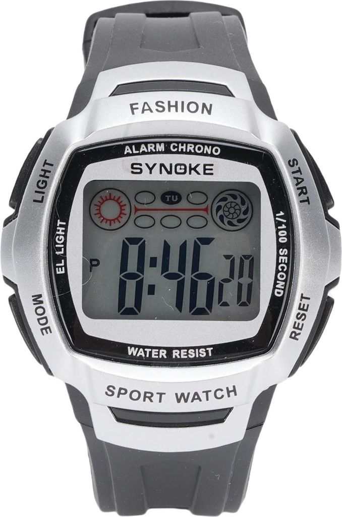 Sportuhr Vintage 50 m wasser- und schweißfest Ergonomi Nachtlicht Großes Display Digitaluhr Schwarz