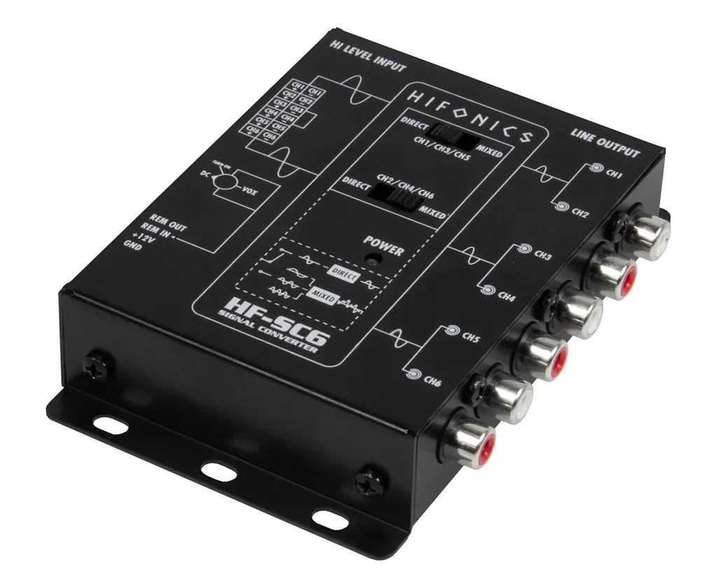Adaptateur RCA 6 Canaux Hifonics HF-SC6 pour Ampli sur Autoradio d'Origine