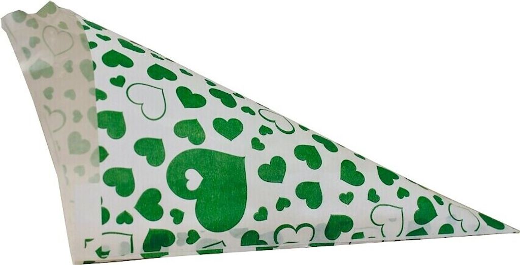 Spitztüten, Grüne Herzen, PGV, 23 cm / 250 g, 500 Stück