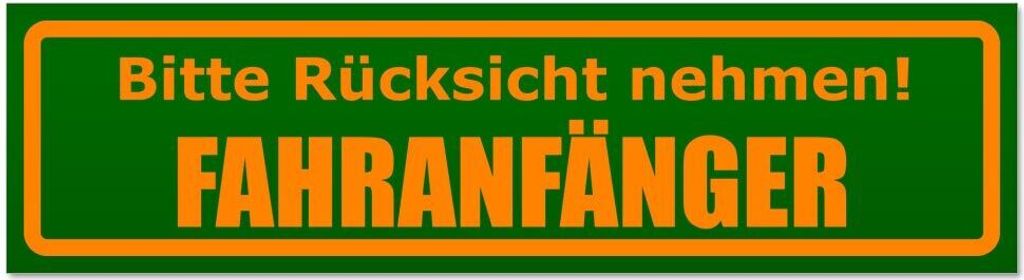 Kiwistar - Autoaufkleber - Orange - Grün - 60 x 16 cm - Bitte Rücksicht nehmen. Fahranfänger - Hinweis Aufkleber Sticker für Auto, Kfz, Fahrrad...