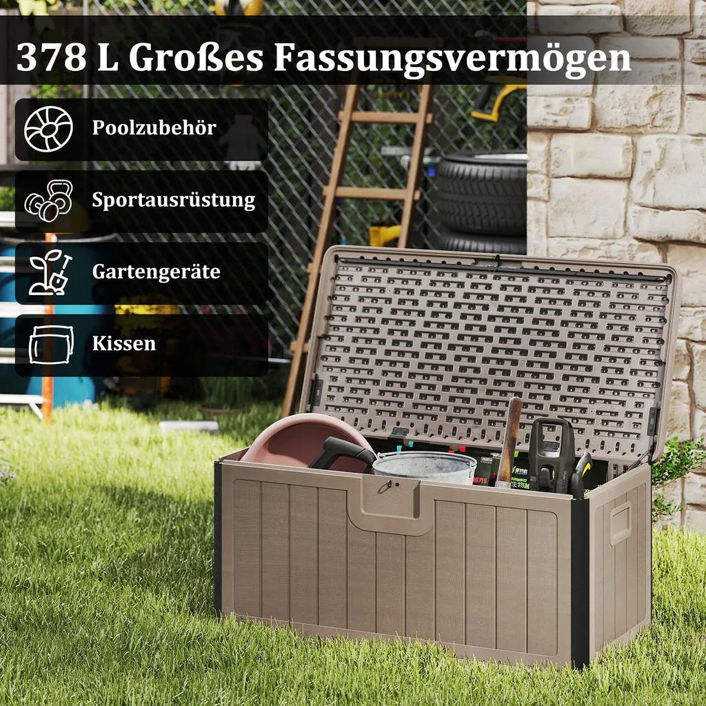 Malle de rangement extérieur 378L imperméable pour terrasse et balcon - 4