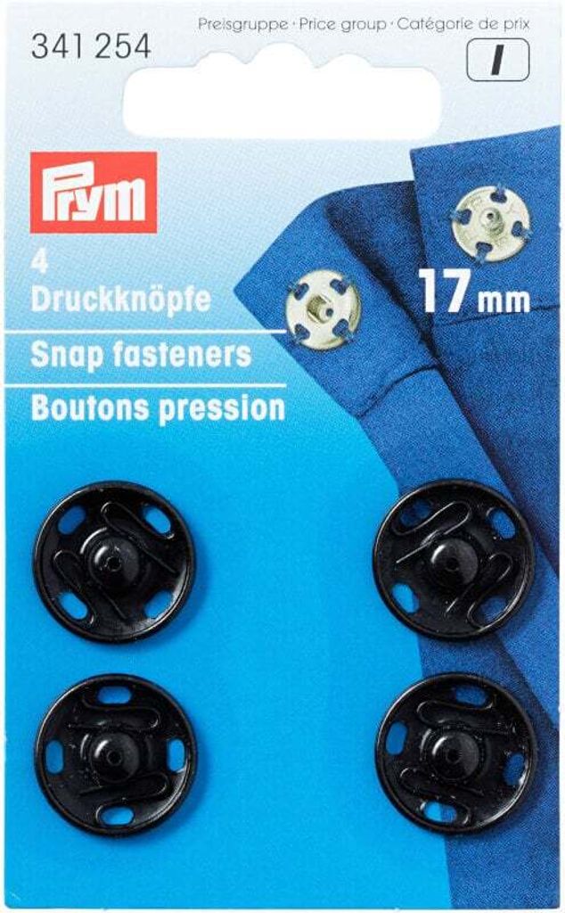 Prym 13411690, Nähdruckknopf, Metall, Schwarz, 1,5 cm, 6 Produktbild 
