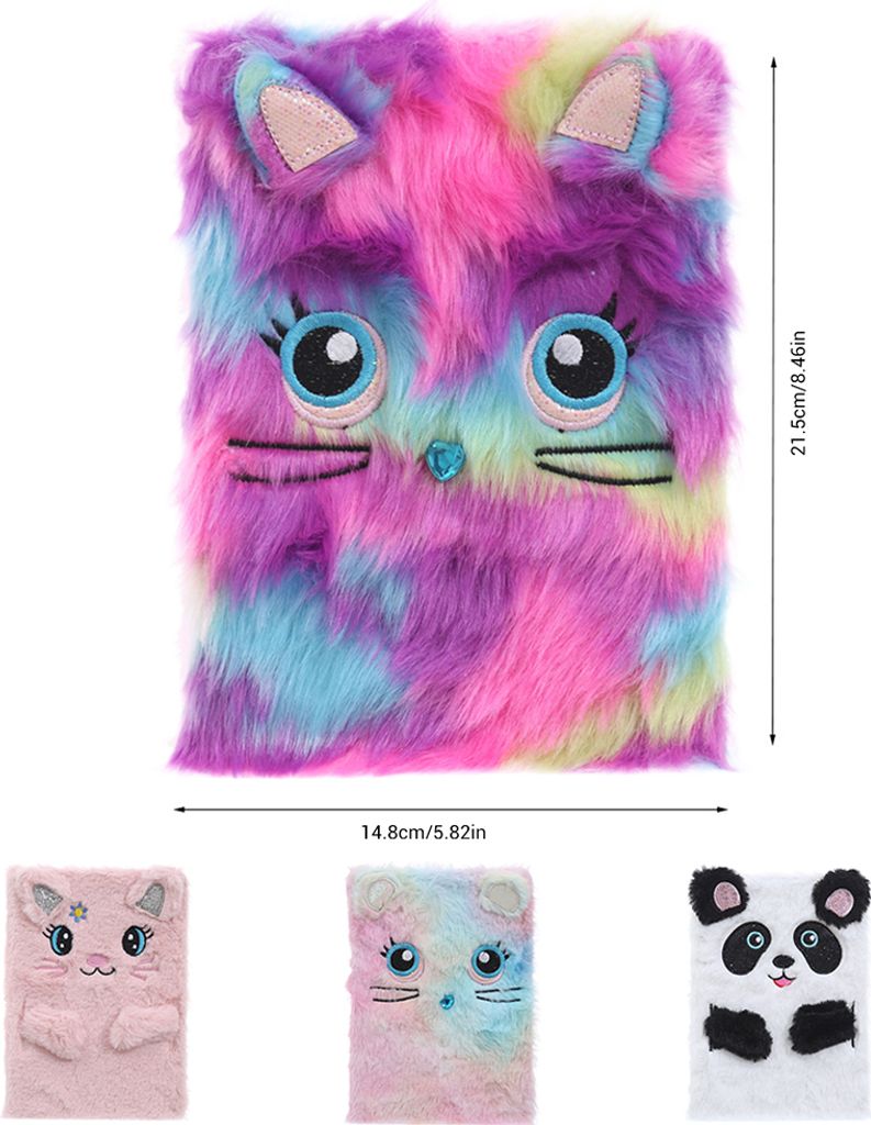 Fluffy Plush Cartoon Notebook Cute Diary Book Notepad Travel Journal Book for Students