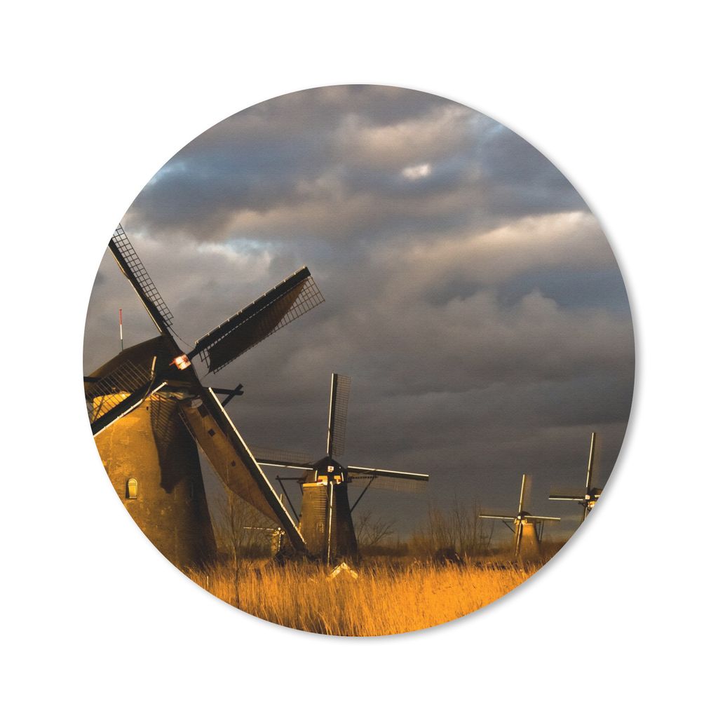 MuchoWow Mauspad Mousepad Mühle - Nacht - Niederlande 50x50 cm - Mousepads - Maus Mat - Pad - Mausunterlage - Vinyl