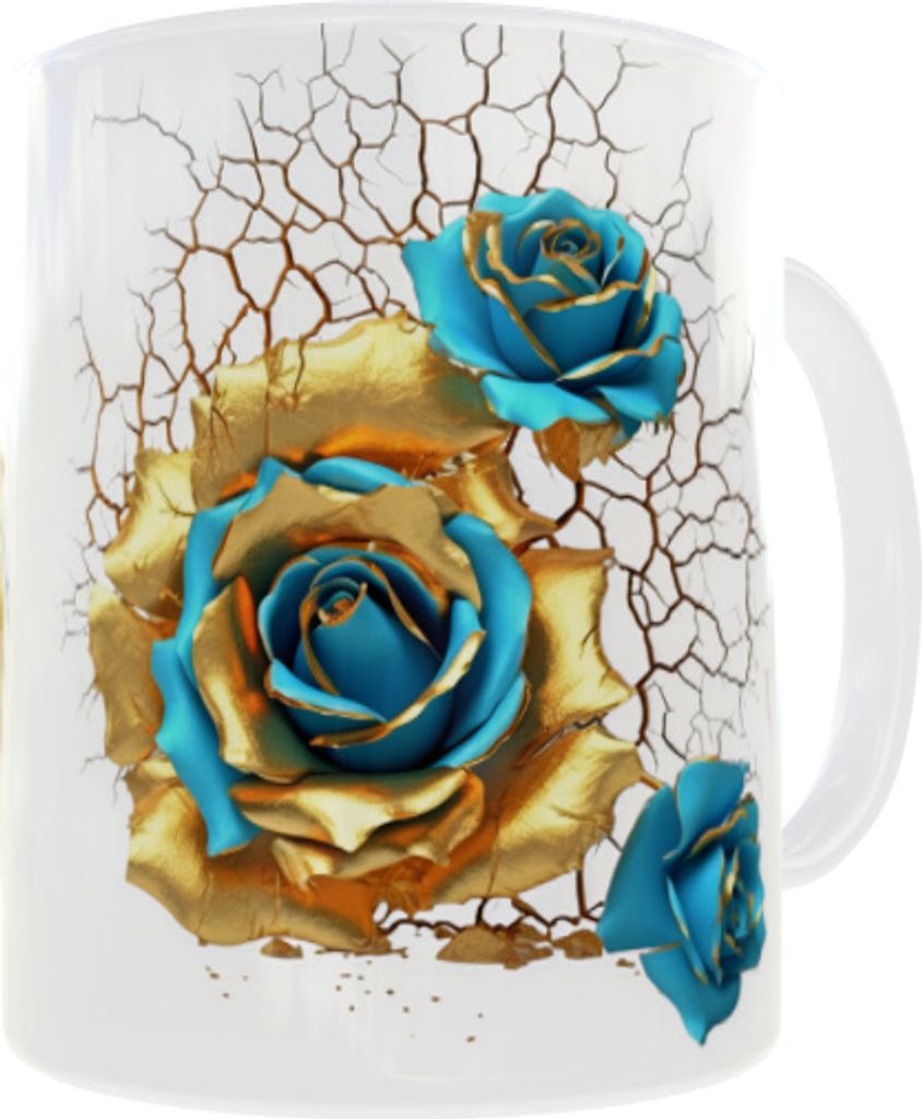 Becher Blumen Rosen 3D Liebe Frauentag Mum v16