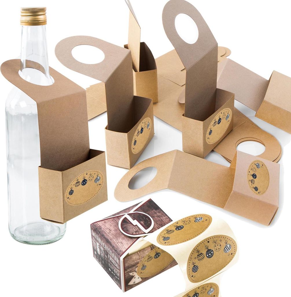 Logbuch-Verlag 10 Geschenkanhänger zum Befüllen für Flaschen - Alternative zur Flaschentüte - Flaschenanhänger mit Weihnachtsetikett