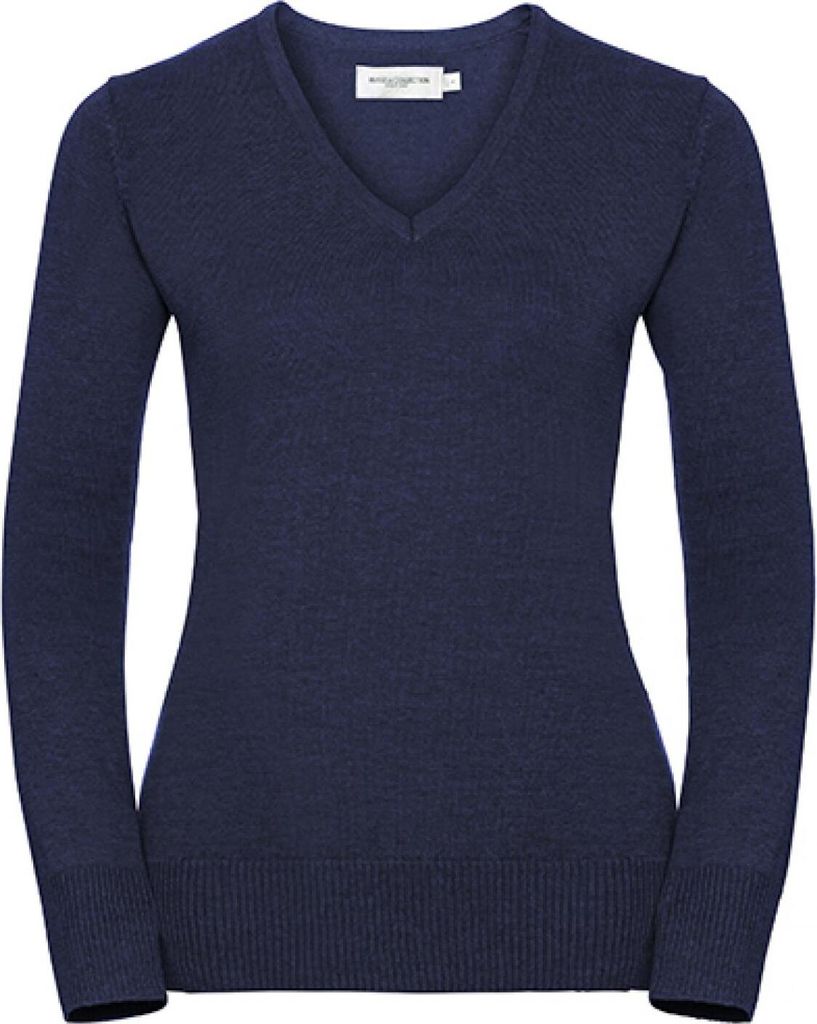Russell Collection R-710F-0 | LadiesŽ V-Neck Knitted Pullover - Farbe: Denim Marl - Größe: 4XL