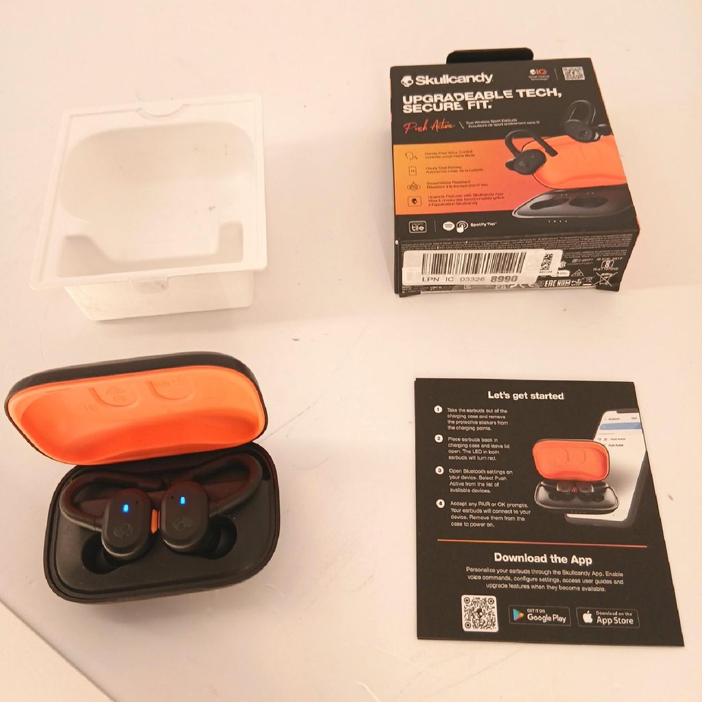 Skullcandy Push Active True Wireless In-Ear Kopfhörer SchwarzOrange Fitness-Kopfhörer