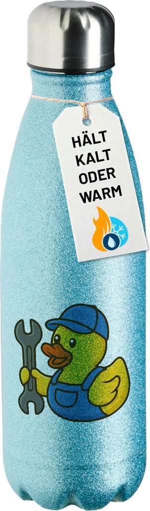 Huuraa Trinkflasche Quietscheente Mechatronik Comic Gummiente 500ml Blue Edelstahl Wasserflasche Trinkflasche Geschenkidee