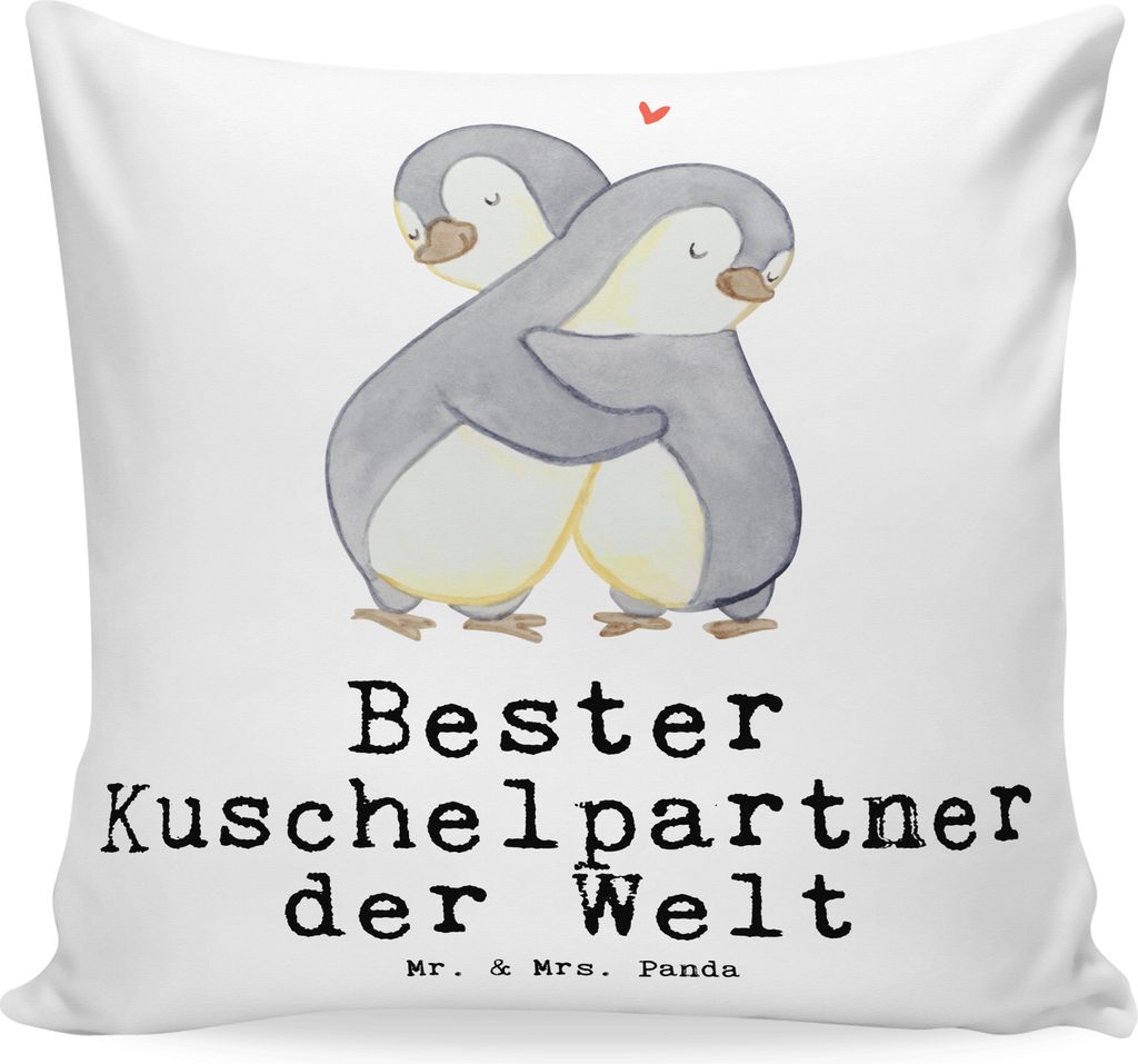 Mr. & Mrs. Panda Couchkissen Pinguin Bester Kuschelpartner der Welt - Weiß - Geschenk, Zierkissen, Deko Kissen, Freundin, Hochzeitstag, bedruckt, ...