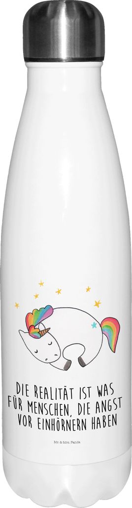 Mr. & Mrs. Panda Wasserflasche Einhorn Nacht - Weiß - Geschenk, Sportflasche, trinkflaschen, Freundin, Unicorn, Thermos, Trinkflasche, Menschen, t...