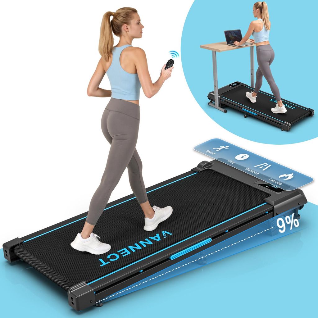 VANNECT Laufband für Zuhause mit Steigung, 1-10 km/h Walking Machine mit LED-Anzeige, 2,75HP Tragbares Laufband, Keine Montage Erforderlich, Bis 1...