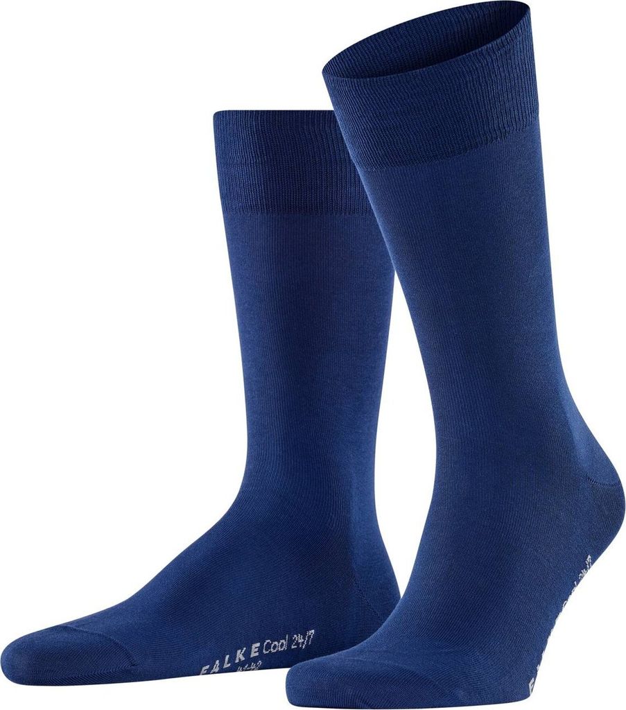 FALKE Herren Socken - Cool 24/7, Businessstrumpf, Kurzstrumpf, Uni Blau 41-42