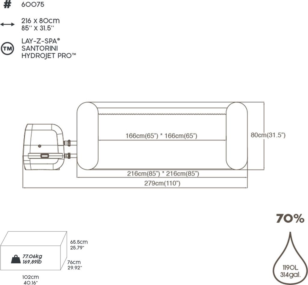 Santorini Lay-Z-Spa HydroJet Pro Garden Jacuzzi BESTWAY Obrázek produktu 44
