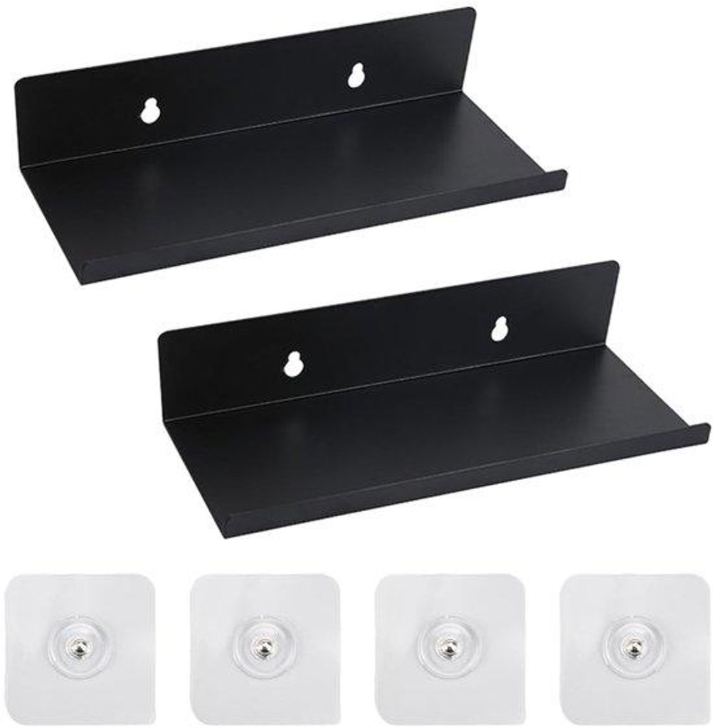 Unyqoos Selbstklebendes Metall-Wandregal für Bad und Küche, bohrfrei, platzsparend, 10 kg Tragkraft