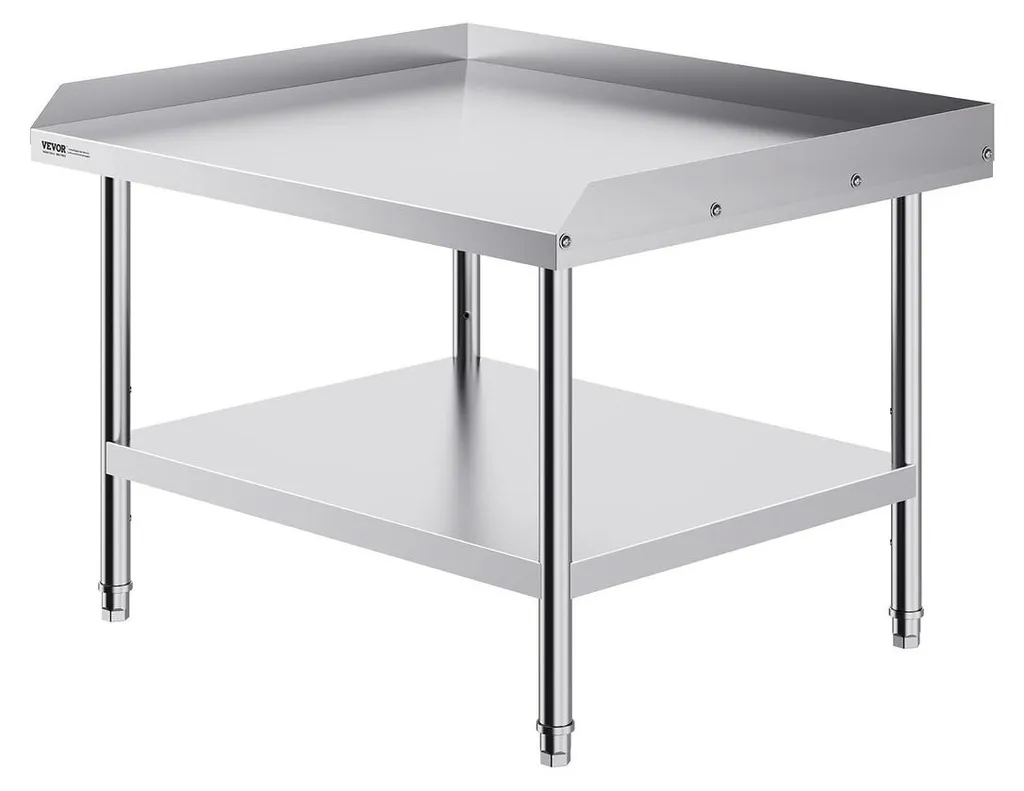 Table inox de 76 cm x 91 cm avec étagère inférieure modulable en acier