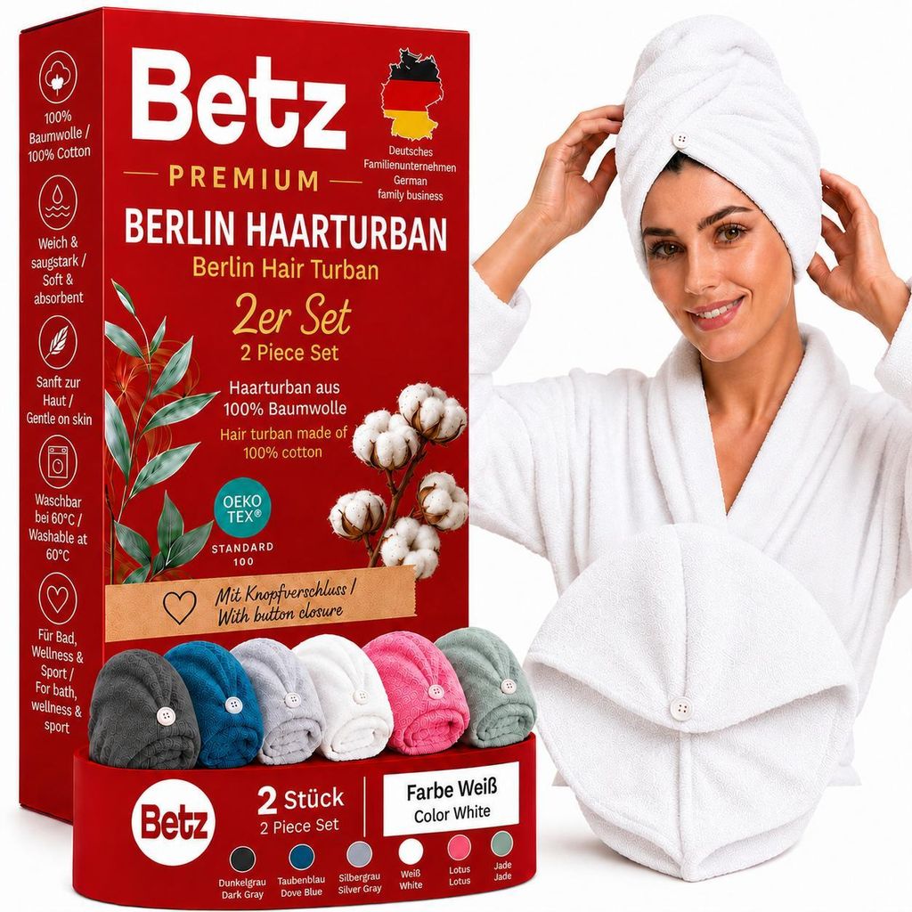 Betz Frottee Turban Berlino – Set da 2 copricapo in cotone Immagine del prodotto 