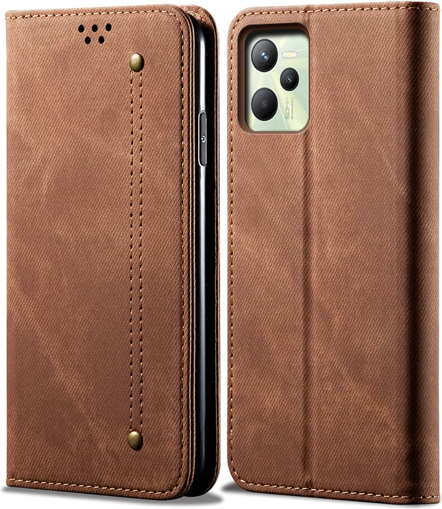 Custodia Protettiva Realme C35: Marrone, Antiurto con Porta Carte