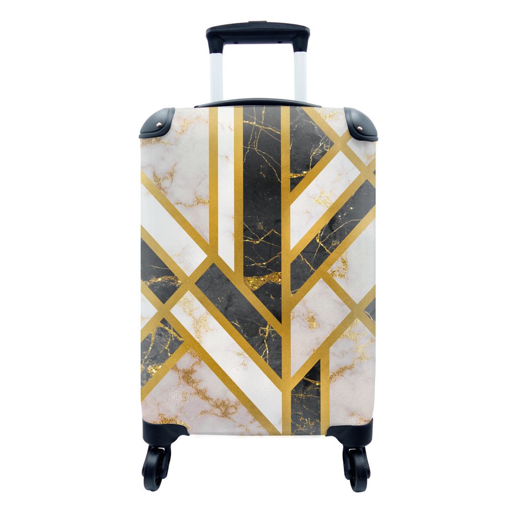 MuchoWow Koffer Handgepäck Trolley Rollkoffer Kleine Reisekoffer mit 4 Rollen - Marmor - Design - Luxus - Cabin Size < 55x40x23 cm & 55x40x20 cm...