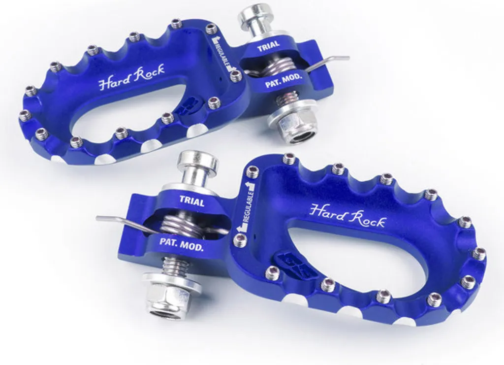 Repose-pieds trial S3 Hard Rock aluminium bleu avec grip ultra-performant