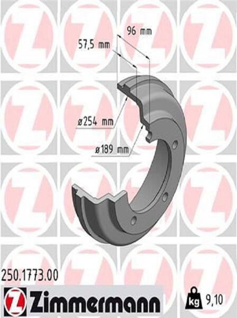 2x ZIMMERMANN 250.1773.00 Bremstrommel Hinterachse Produktbild 