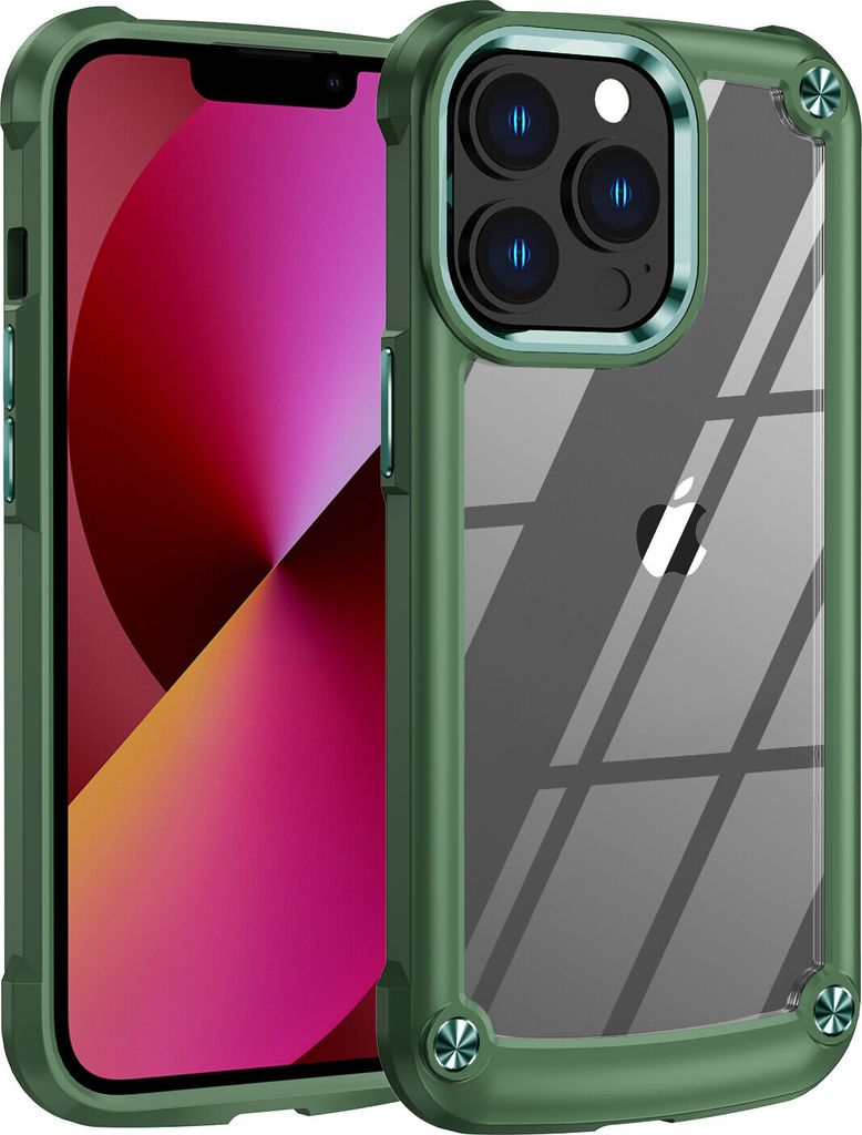 iPhone 14 Pro Max Hülle, Hybrid Transparente PC Robust TPU Bumper Stoßfest Schutzhülle für iPhone 14 Pro Max Grün