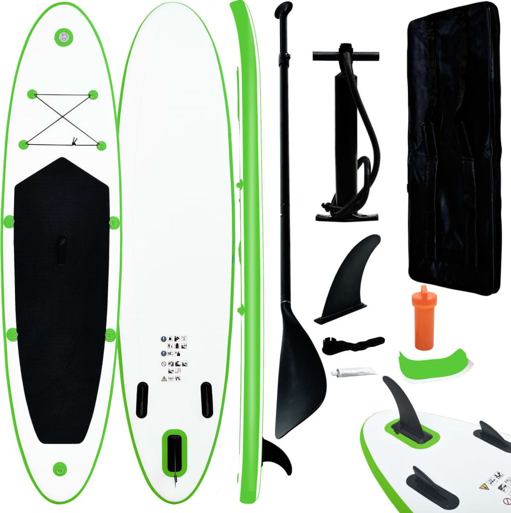 "im Angebot" Aufblasbares Stand Up Paddle Board Set Grün und Weiß - Stand Up Paddle Boards CC25137