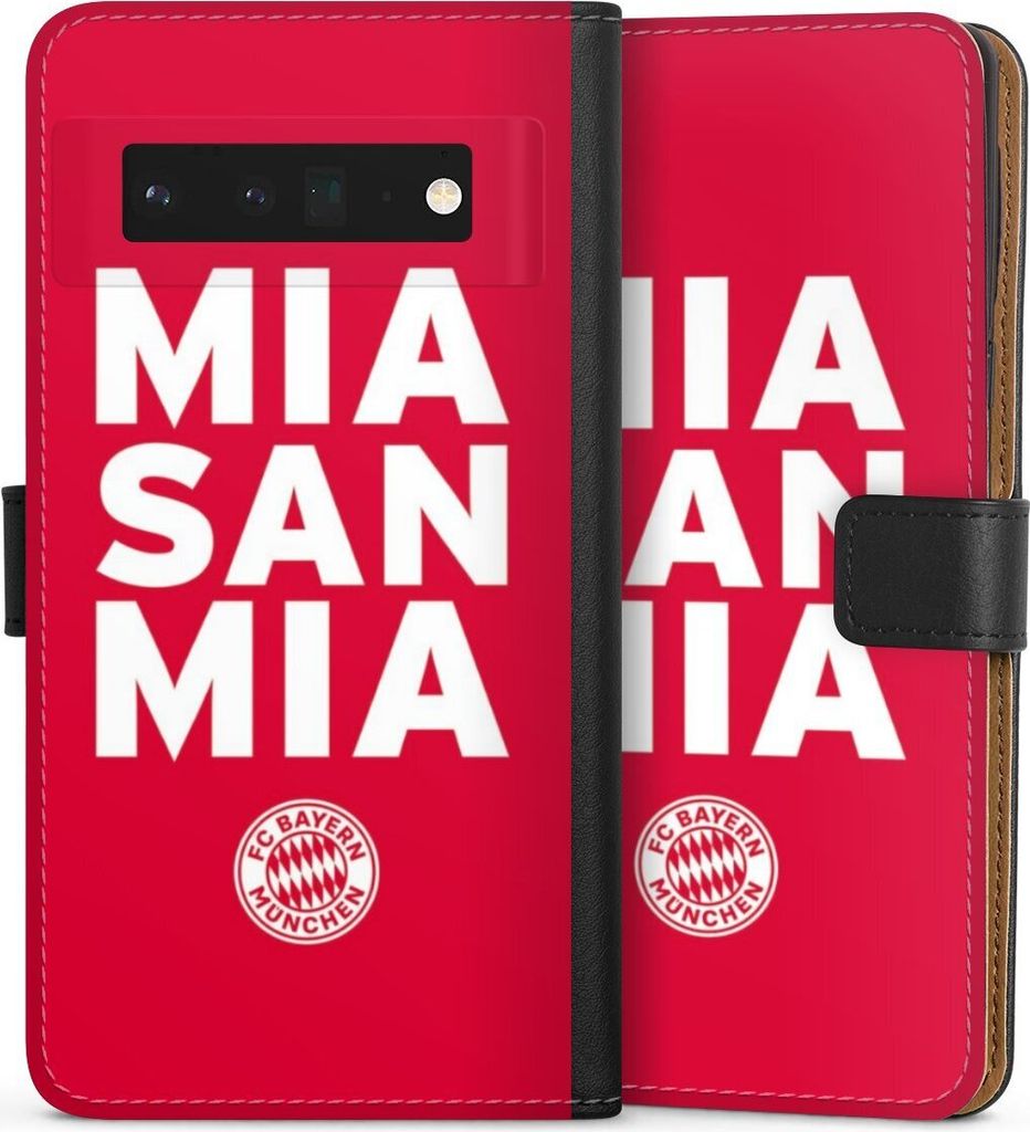 DeinDesign Klapphülle für Google Pixel 6 Pro Handytasche Lederhülle Tasche FC Bayern München FCB Mia San Mia