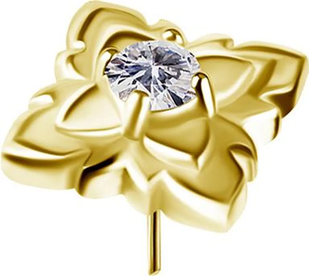 Bijou de piercing hélix fleur dorée et oxyde de zirconium blanc 8mm - 2