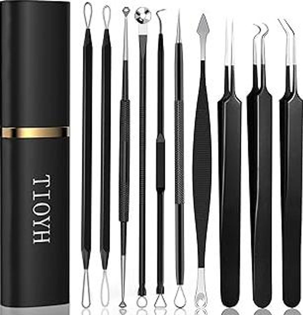 Professionelle Pimple Popper Tool Kit, 10 PCS Mitesser Entferner Pinzette, Extraktor Akne Entfernung Kit für einfache Entfernung für Pickel, Kome...