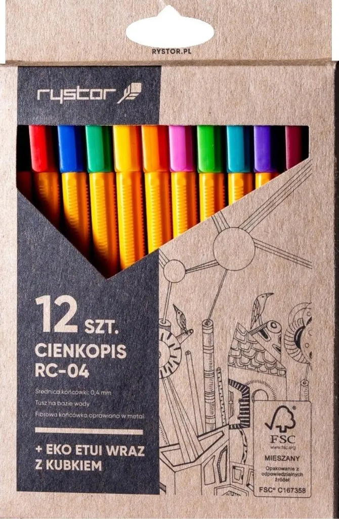 Fineliner RC-04 Rystor Set 12 Pezzi Eco Case - Professionalità in Ufficio