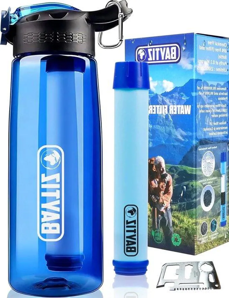 Buvez partout avec le kit de filtration d'eau, poncho et boussole safe