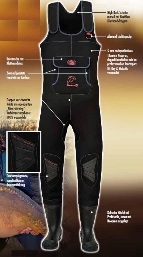 Behr Neopren Wathose Titanium Wader Red Carp, Größe:43/44 Produktbild 