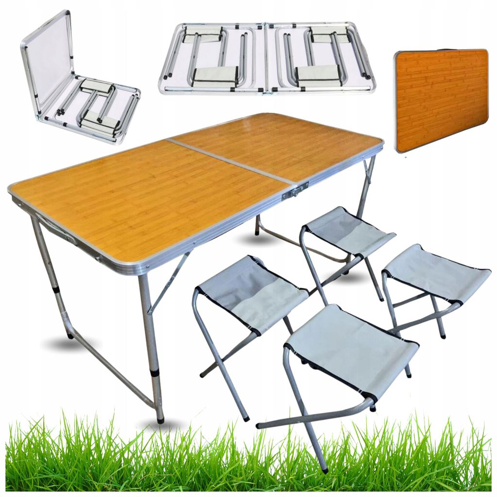 Ekspand | Set 4 Stühle - Tisch 120x60cm - Klappbar - Produktbild 