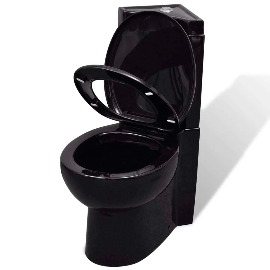 Solution gain de place : Toilettes d'angle noires design en céramique