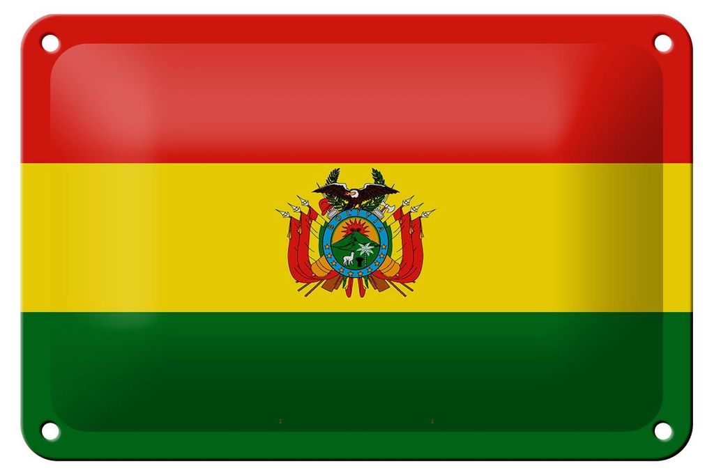 Blechschild Flagge Boliviens 18x12cm Flag of Bolivia