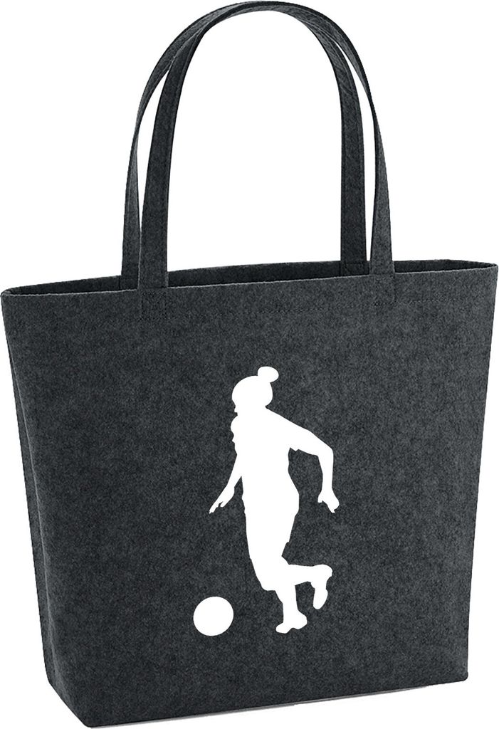 Huuraa Filzshopper Soccer Fußball 22 Liter Charcoal Melange Filztasche Geschenkidee