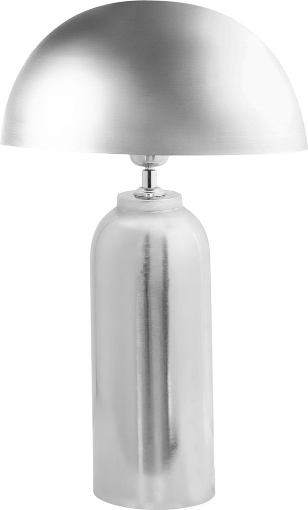 BELIANI Tischlampe Silber Metall 47 cm Hoch 1-Flammig Halbrunder Schirm Langes Kabel mit Schalter Moderne Tischleuchte Nachttischlampe Schlafzimmer