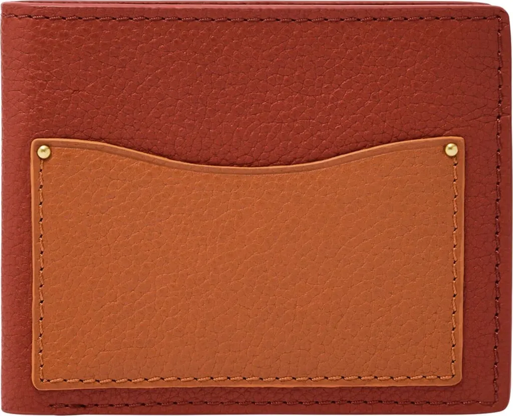 Fossil Anderson Bifold Portafoglio Slim Pelle Arancione Multi