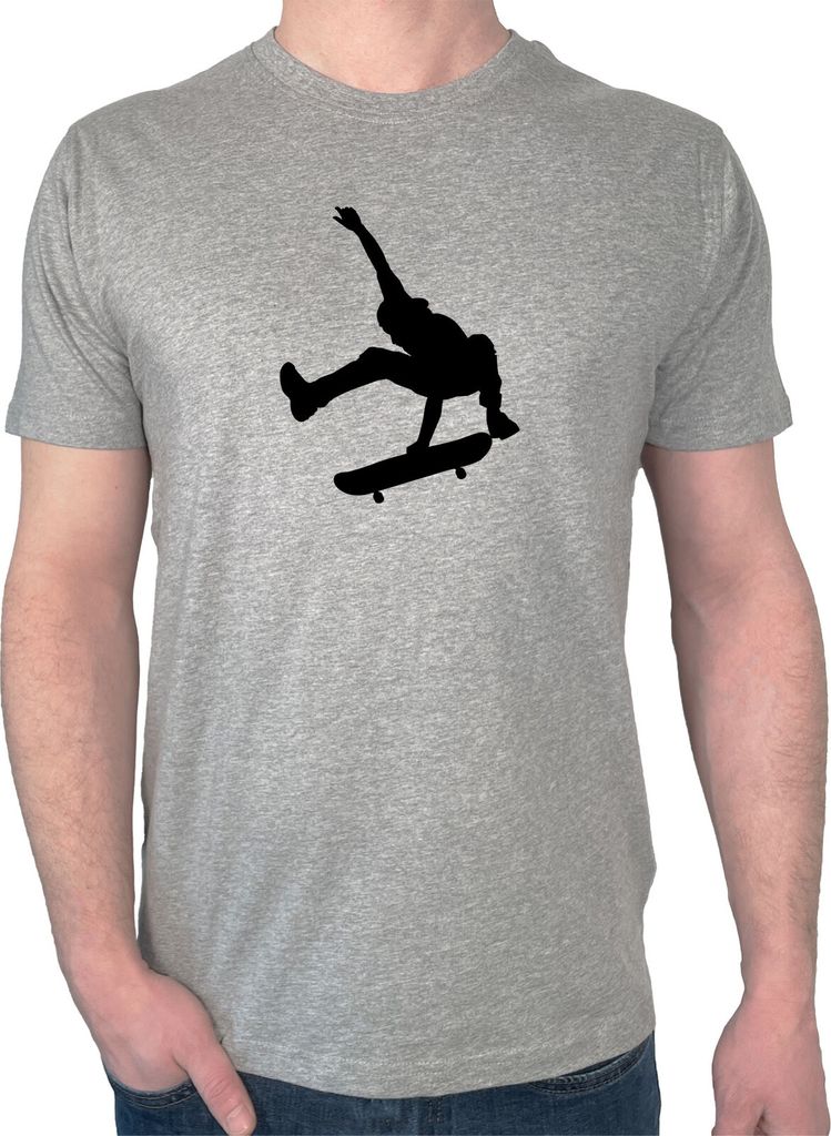 Huuraa Herren T-Shirt Skateboarden Silhouette 3XL Sport Grey Bio Baumwolle Fairtrade Herrenshirt Geschenkidee
