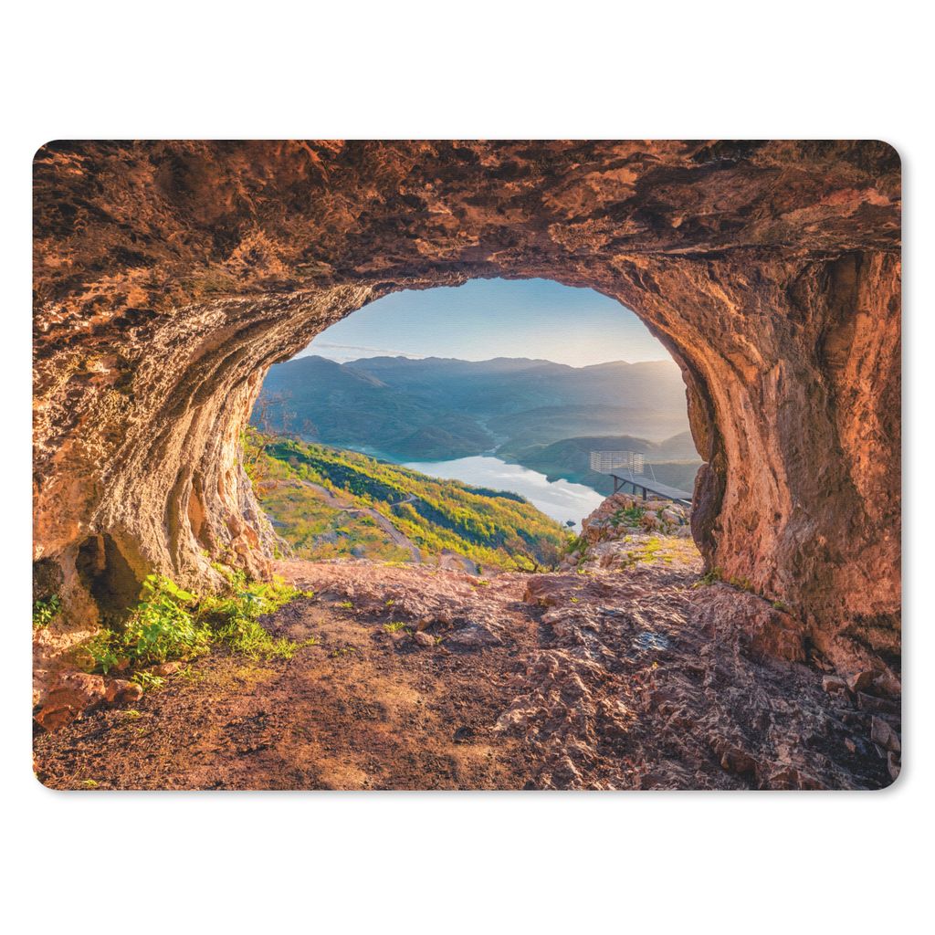 MuchoWow Mauspad Mousepad Höhle - Berg - Landschaft - Natur 40x30 cm - Mousepads - Maus Mat - Pad - Mausunterlage - Anti Rutsch