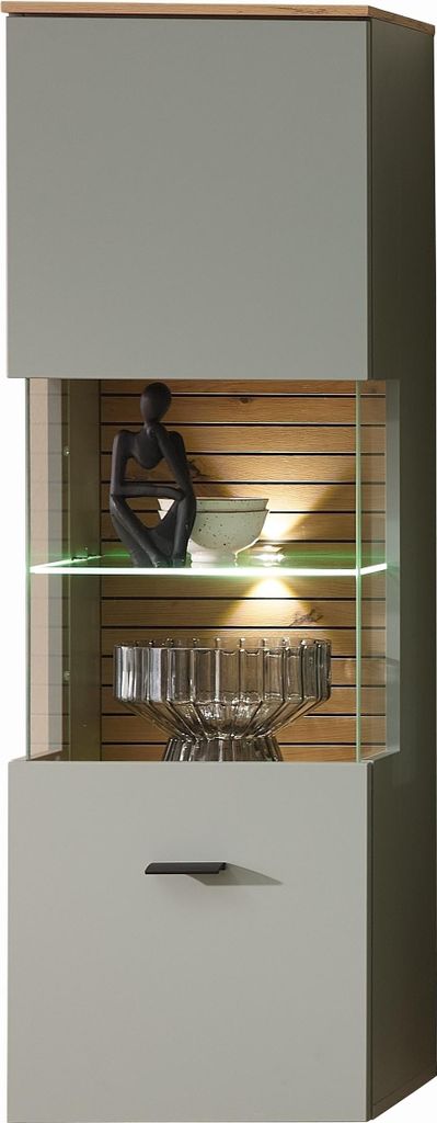 Hängevitrine >Ina< in Grün, Holzwerkstoff - 40x124x36cm (BxHxT)