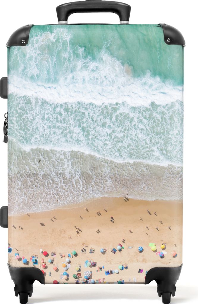 NoBoringSuitcases.com Großer Koffer - Meer - Strand - Sonnenschirme - Wasser - Sommer - Kombinationsschloss TSA - Hartschalen Trolley 4 Rollen -...