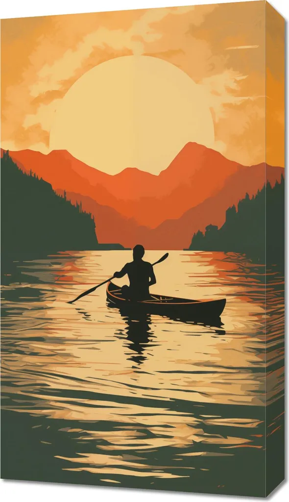 Affiche Ramer au crépuscule 40 x 70 cm - Couleurs chaudes et design